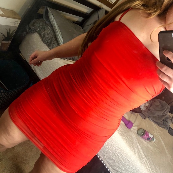 Shein Red Bodycon Cinched Dress Size Small - Picture 3 of 3